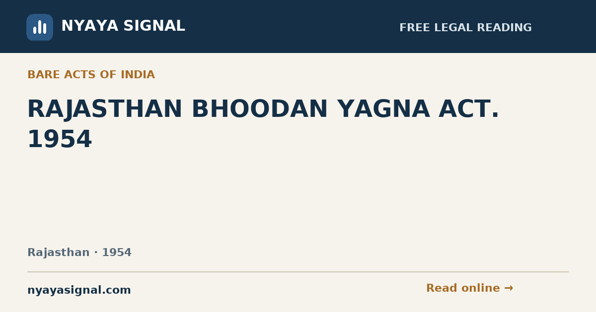 RAJASTHAN BHOODAN YAGNA ACT. 1954 — Language not labelled by source | NYAYA SIGNAL