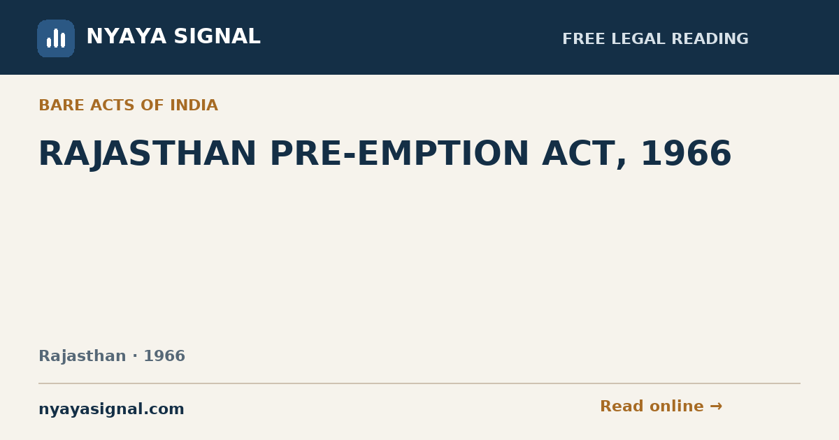 RAJASTHAN PRE-EMPTION ACT, 1966 | NYAYA SIGNAL