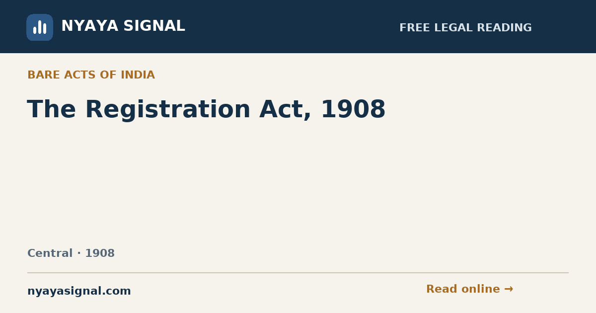 The Registration Act, 1908 | NYAYA SIGNAL