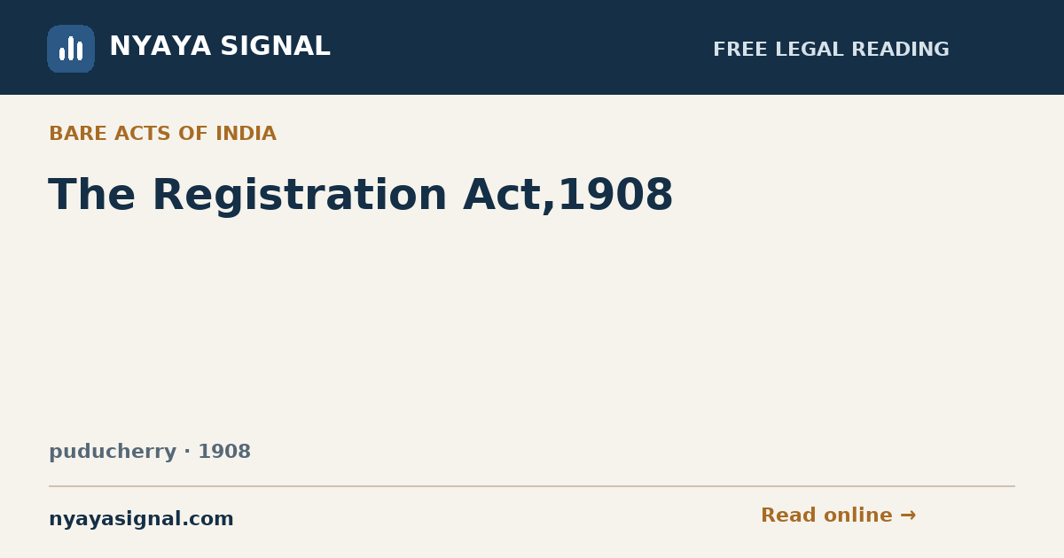 The Registration Act,1908 | NYAYA SIGNAL