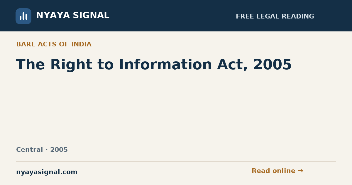 The Right to Information Act, 2005 | NYAYA SIGNAL