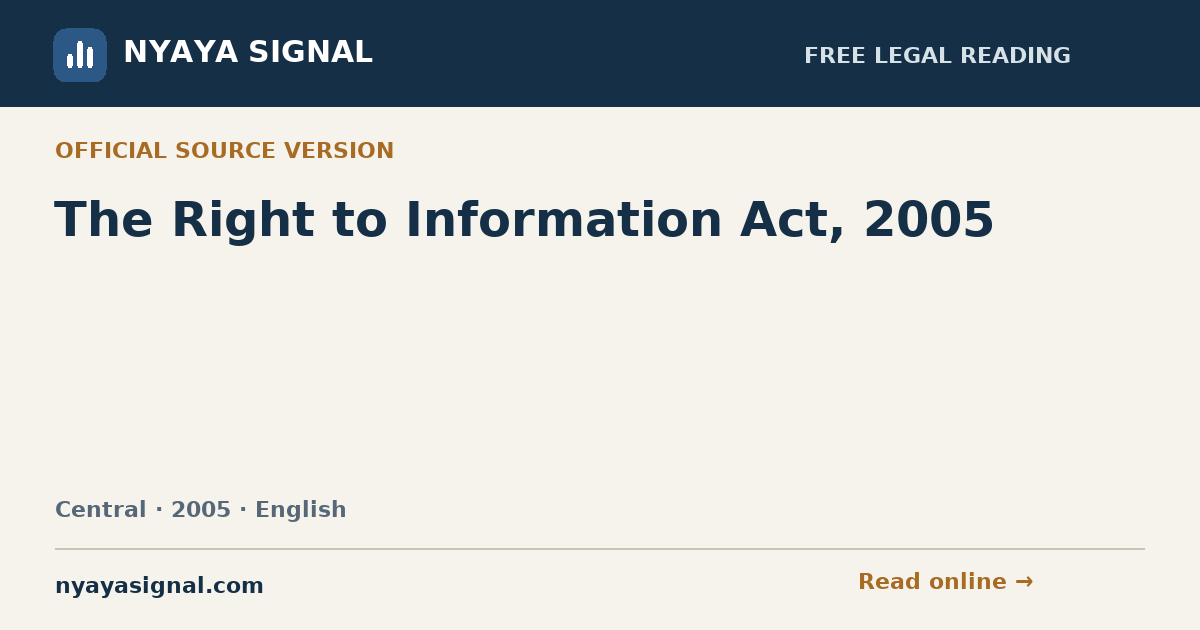 The Right to Information Act, 2005 — English | NYAYA SIGNAL