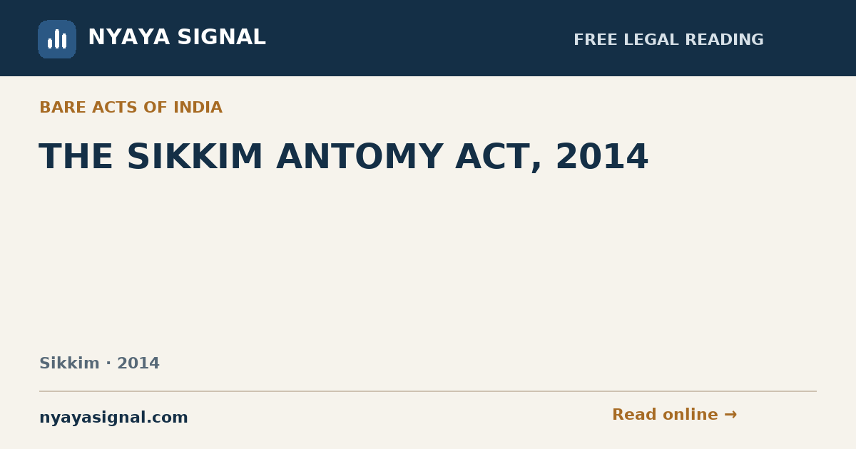 THE SIKKIM ANTOMY ACT, 2014 | NYAYA SIGNAL