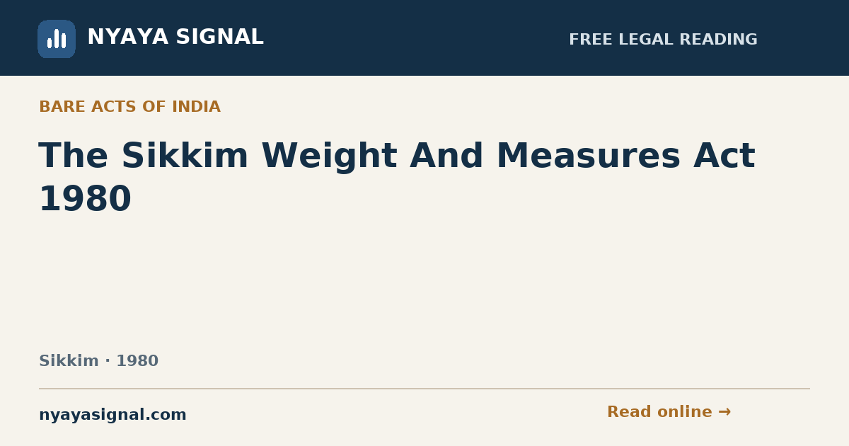 The Sikkim Weight And Measures Act 1980 | NYAYA SIGNAL