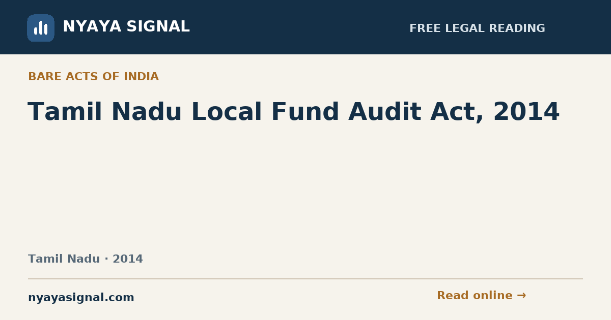 Tamil Nadu Local Fund Audit Act, 2014 | NYAYA SIGNAL