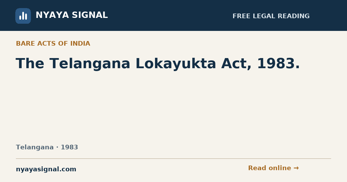 The Telangana Lokayukta Act, 1983. | NYAYA SIGNAL
