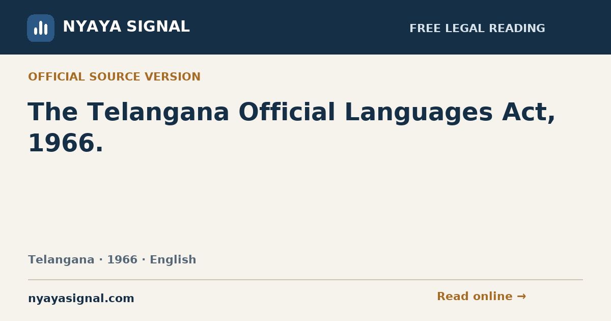 The Telangana Official Languages Act, 1966. — English | NYAYA SIGNAL