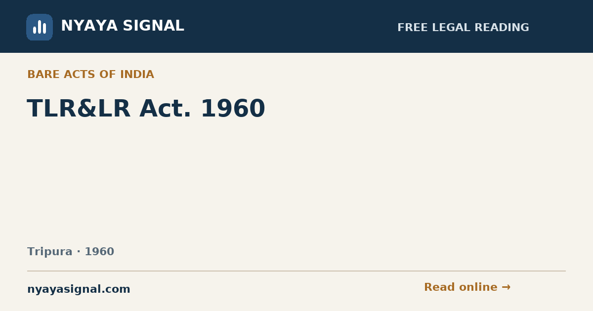 TLR&LR Act. 1960 | NYAYA SIGNAL