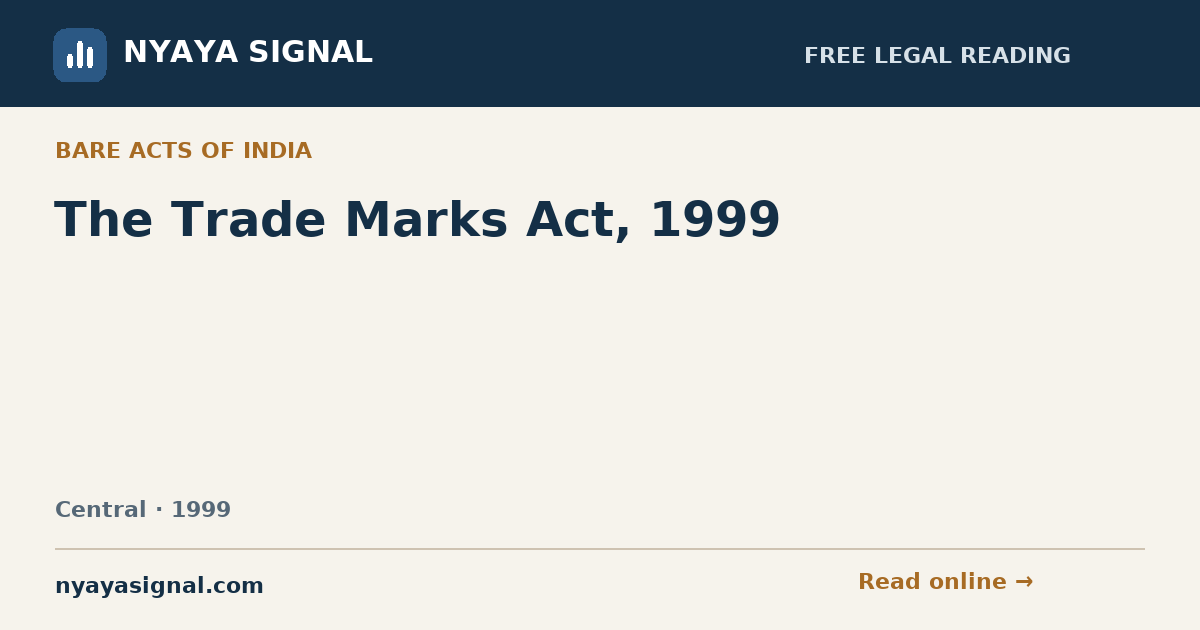 The Trade Marks Act, 1999 | NYAYA SIGNAL