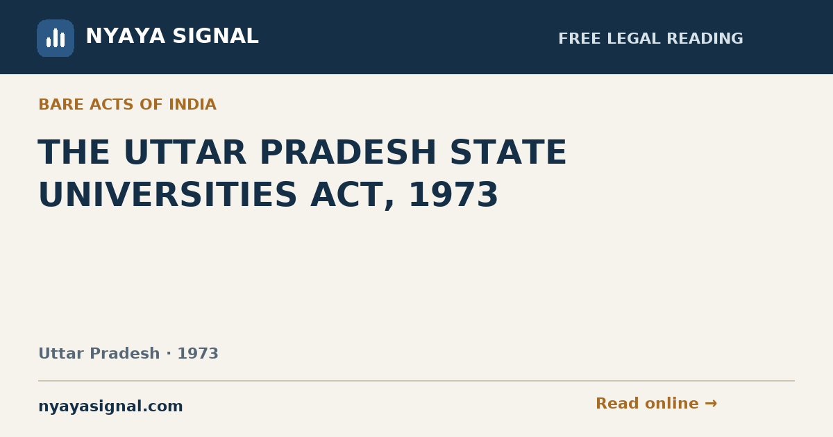THE UTTAR PRADESH STATE UNIVERSITIES ACT, 1973 | NYAYA SIGNAL